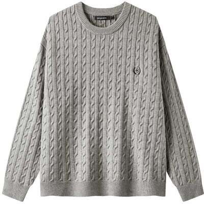 gxg.jeans男装 新年精致刺绣绞花保暖圆领毛衣针织衫男25年冬新品