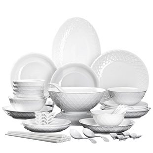 国色天香高白瓷多碗多盘碗碟套装家用釉下彩2026新款景德镇陶瓷碗