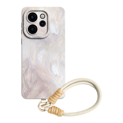 轻奢风羽纱流彩手绳硅胶手机壳