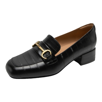 女鞋英伦风黑色小皮鞋natursun