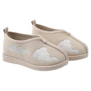 儿童汉服鞋男童鞋子绣花鞋新款古装鞋软底老北京布鞋一脚蹬