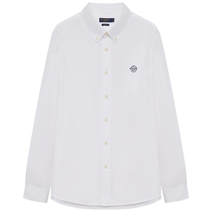 TeenieWeenie小熊男装纯色衬衫2025春季新款简约休闲通勤长袖衬衫