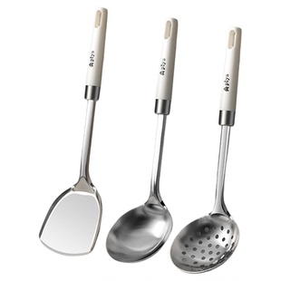 食品级厨房不锈钢白色锅铲厨具套装炒菜铲子勺子家用铲勺汤勺漏勺