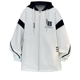 青少年卫衣外套男秋冬款2025新款连帽加棉加厚宽松休闲学生初中生