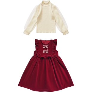 女童连衣裙套装秋冬款2026新款小女孩冬装裙子洋气儿童时髦公主裙