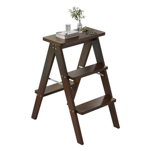 家用梯凳折叠梯人字梯室内登高楼梯爬梯加厚餐桌椅两用小梯子楠竹