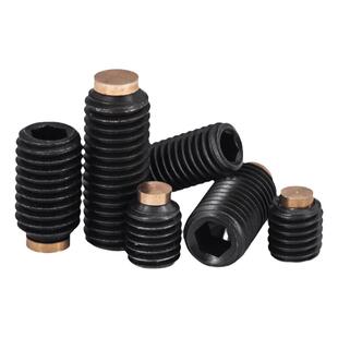 M8M10M16环保黄铜头螺丝紧定螺钉铁发黑加铜头铜垫片机米止付基米