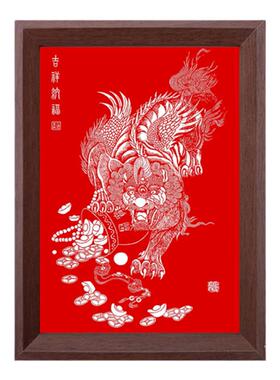 朱砂上色加厚宣纸木制画框运费险