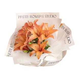 简约网红纸玫瑰包花白色花纹鲜花字母包装纸花艺礼品花束包向日葵