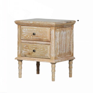 美式床头柜轻奢灯柜抽屉柜木质收纳柜简约三抽斗柜创意沙发小边柜