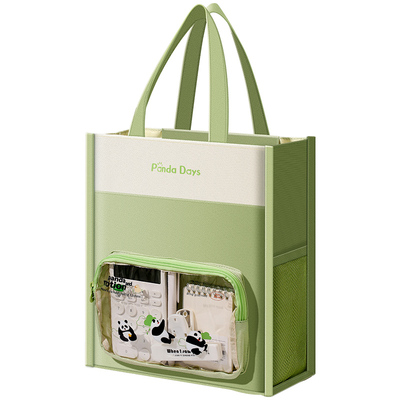 得力熊猫痛包补习袋耐磨牛津布