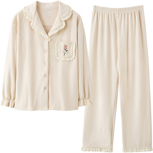 89元福袋马克公主情侣睡衣秋冬季珊瑚绒半边绒加厚男女士家居服