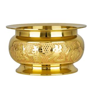 香炉家用供奉三件套铜蜡烛台座一体室内纯铜祖先供佛上香黄铜烛台