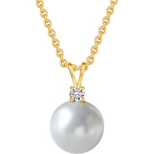 珍珠皇后  淡水珍珠吊坠女18K金9-9.5mm正圆珍珠吊坠