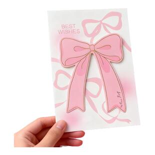 大角色粉色蝴蝶结贺卡美好一天明信片可爱卡通节日祝福小卡片生日祝福卡带信封少女心浪漫表白女生惊喜礼品卡