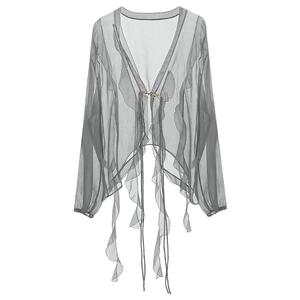 COCOBELLA10米对丝荷叶边雪纺衫