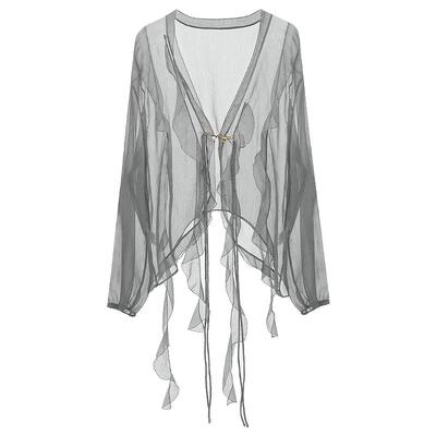 COCOBELLA10米对丝荷叶边雪纺衫