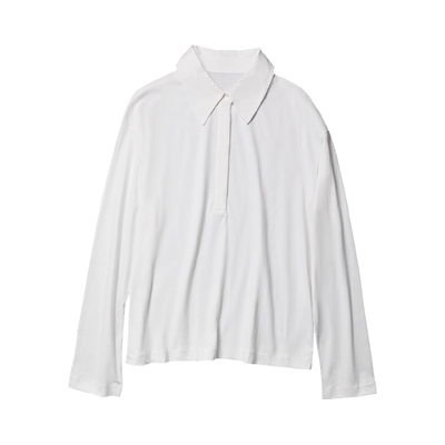 TANG TOWN 全棉舒适细腻柔软 松弛宽松佰搭polo领长袖T恤