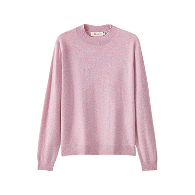 皮皮狗半高花瓣领女纯羊绒打底衫