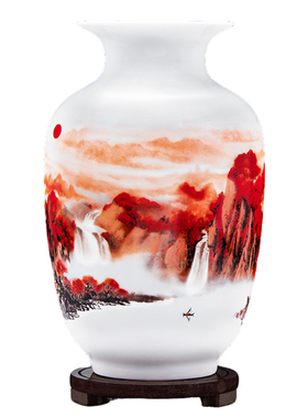 景德镇陶瓷器鸿运当头花瓶摆设品