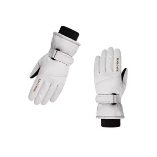 儿童手套冬季冬天保暖滑雪男孩女防风五指骑行户外骑车玩雪女孩白