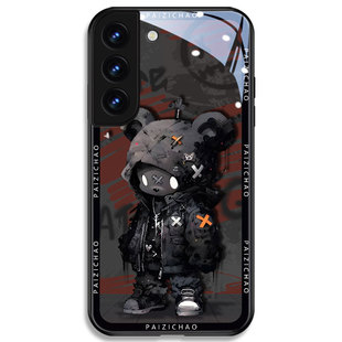 适用三星s23ultra手机壳s24新款男21小众高级感note20ultra潮牌A51个性s20暴力熊note10玻璃S8全包s22炫酷A52