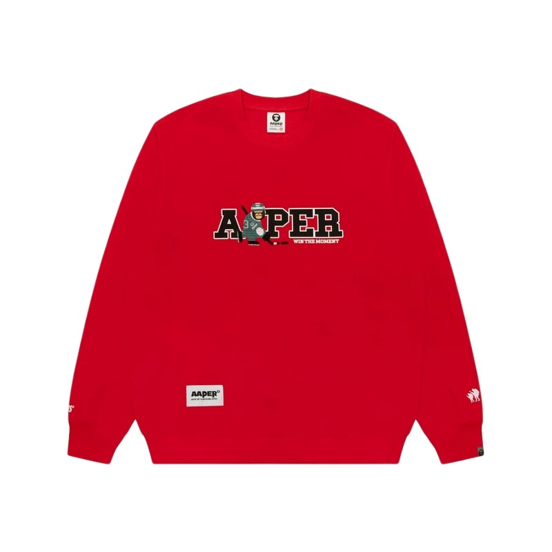 Aape冰球猿人军团刺绣趣味卫衣
