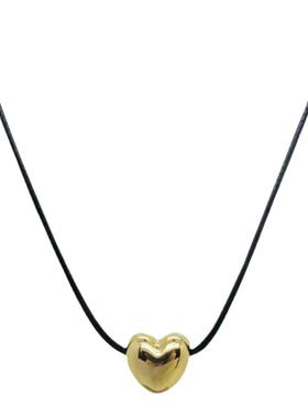 抽绳爱心吊坠项链女夏季级感锁骨