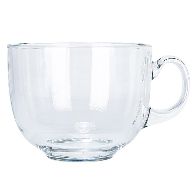 茶色玻璃水杯燕麦早餐杯子家用喝水茶杯带把带盖勺咖啡杯女牛奶杯