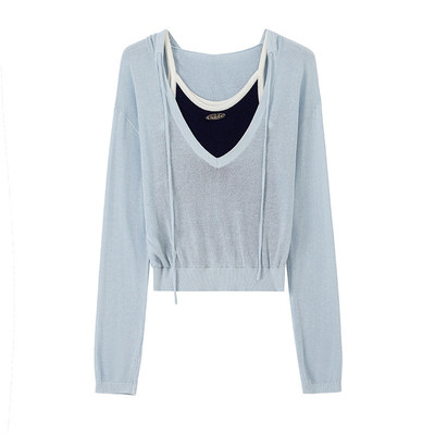 BANANACICI吊带长袖连帽针织衫