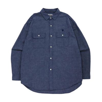 BAPE长袖衬衫同色系猿人水洗