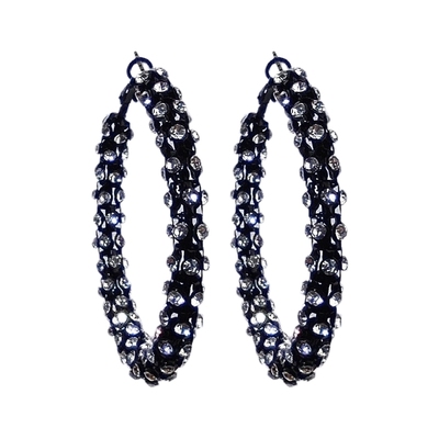 高级感黑色大圆圈耳环女