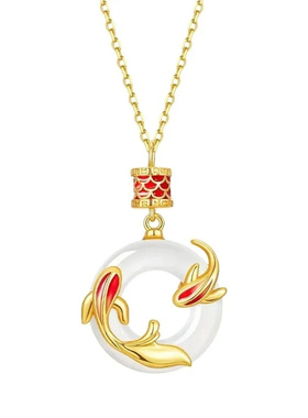 锦鲤平安扣项链女双鱼