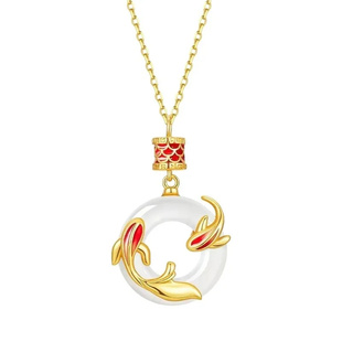 锦鲤平安扣项链女轻奢高级感锁骨链时尚百搭创意感双鱼吊坠