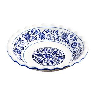 水煮鱼酸菜鱼碗青花瓷复古荷叶花边汤菜浅碗家用沙拉碗陶瓷太阳碗