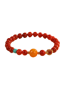 南红玛瑙手串女本年红色女款手链