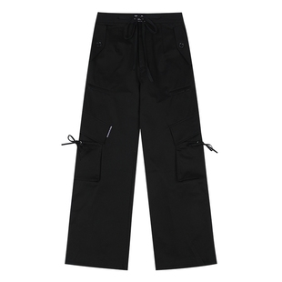 【DNA官方】黑色低腰抽绳宽松工装长裤2025年夏季潮流休闲阔腿裤
