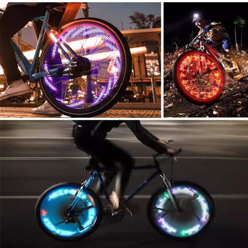 自行车灯轮辐条灯登山车夜行灯骑行警示灯七彩灯轮胎灯高亮风火轮