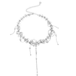 BING两个珠子 原创设计感满天星灰色珍珠项链 个性酷炫链条锁骨链