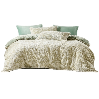 富安娜牛奶绒四件套床上被套法兰绒床单珊瑚绒毛绒冬季加厚加绒