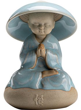 汝窑小和尚禅意摆件创意陶瓷茶漏