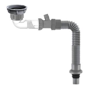 厨房洗菜盆下水管横向防臭加长排水管58mm接口单槽带溢水口伸缩管