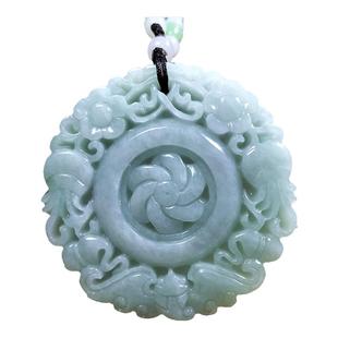心玉行天然翡翠玉吊坠男女款时来运转圆牌项链民族风情侣挂件礼物