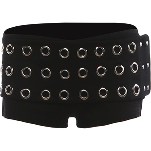 #Sisjuly#行走的潮向标 酷辣铆钉圆环装饰性感超短百搭休闲裤女秋