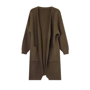 纳纹2025早款慵懒风气质针织开衫女遮肉毛衣中长款针织衫外套女