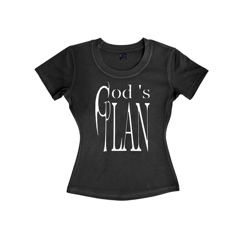 Gods plan*上帝计划25ss原创暗黑基础款高级感打底正肩修身短袖女