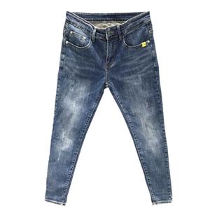 顾帅网红牛仔裤男九分修身小脚裤精神小伙痞帅裤子潮牌社会人潮流