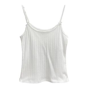 纯欲风白色花边小蝴蝶结吊带背心修身bm露肚脐内搭短上衣打底衫夏