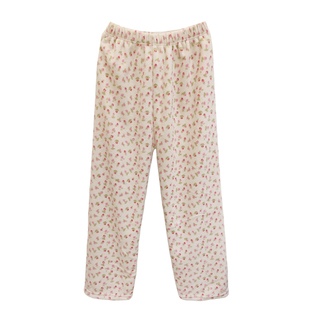 小碎花田园温馨秋冬加厚米粒珊瑚绒女宽松大暖和睡裤休闲家居裤子