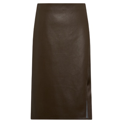 DVF松果棕色仿皮半裙